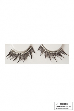 Black Eyelashes with Silver Rhinestones