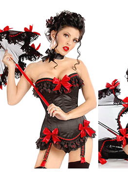 Black and Red Lace-Up Corset