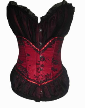 Red Black Lace Overbust Corset