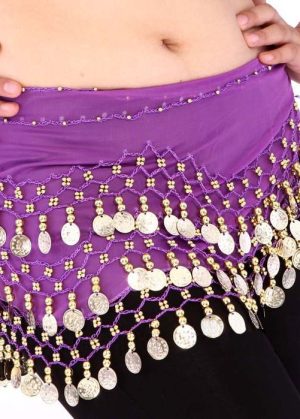 Purple Belly Dancer Coin Sash Skirts