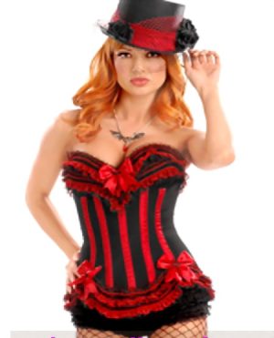 Red Black Laceup Corset