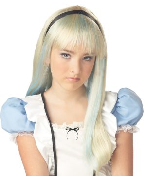 Alice in Wonderland Blonde with Blue Streaks Wig