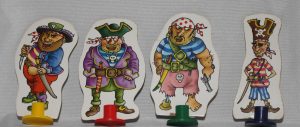 PARTS ONLY - Treasure Island Board Game - 4 Pirate Stands and 4 Pirate Cut Outs Only