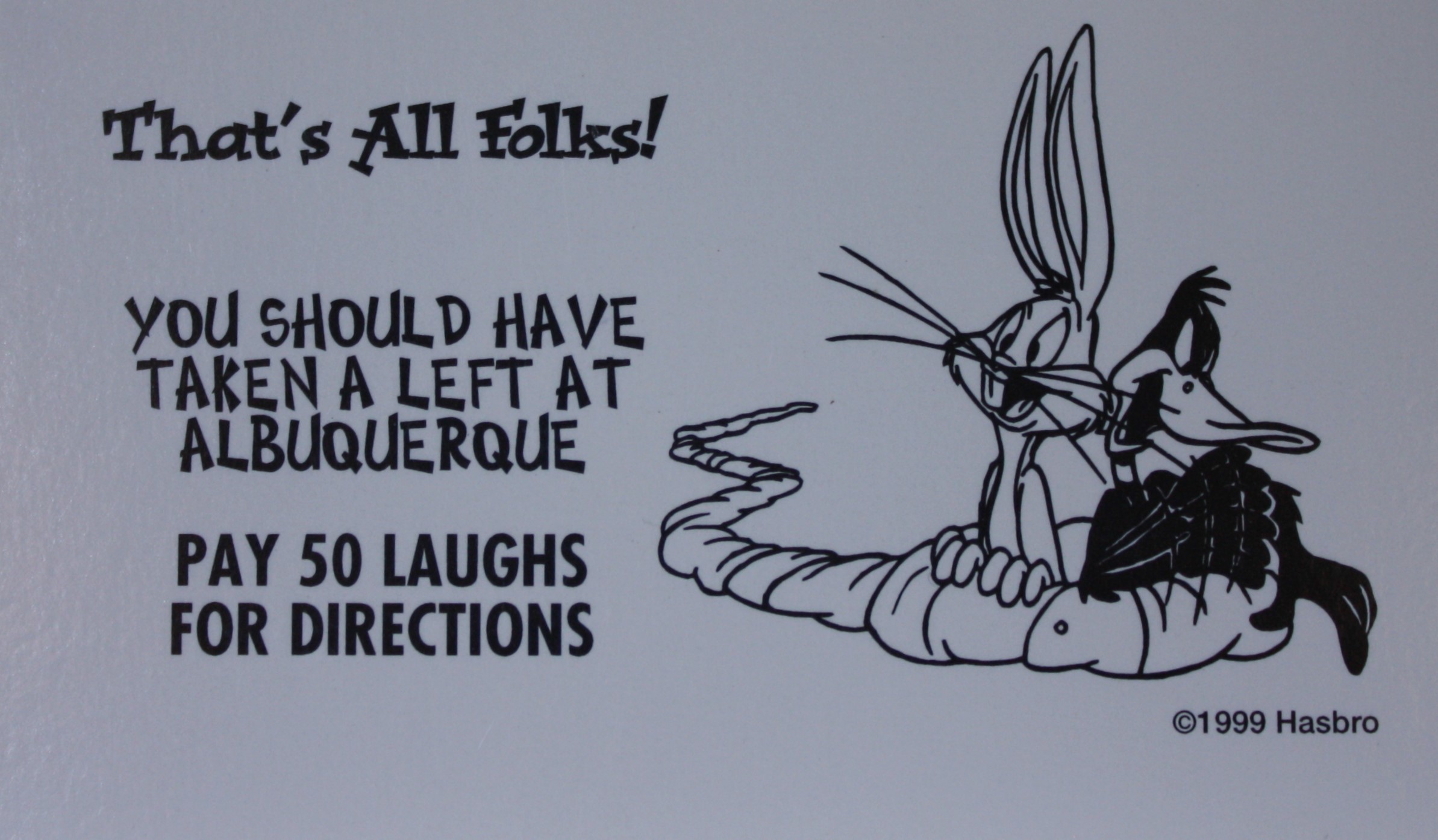 PARTS ONLY - Monopoly Looney Tunes - #9 That's All Folks Card Only