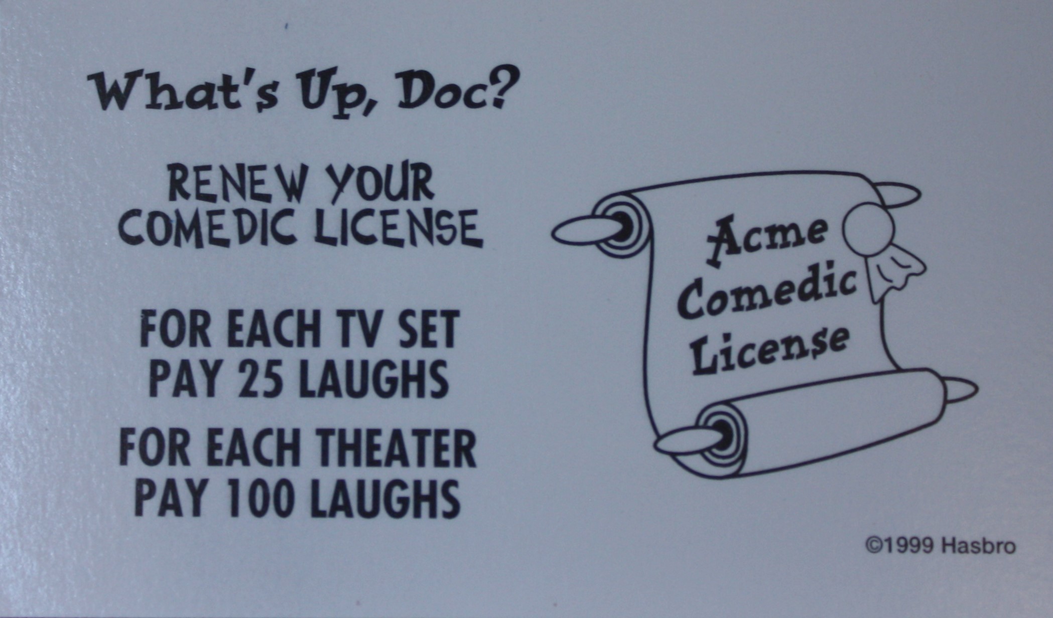 PARTS ONLY - Monopoly Looney Tunes - #5 What's Up Doc Card Only