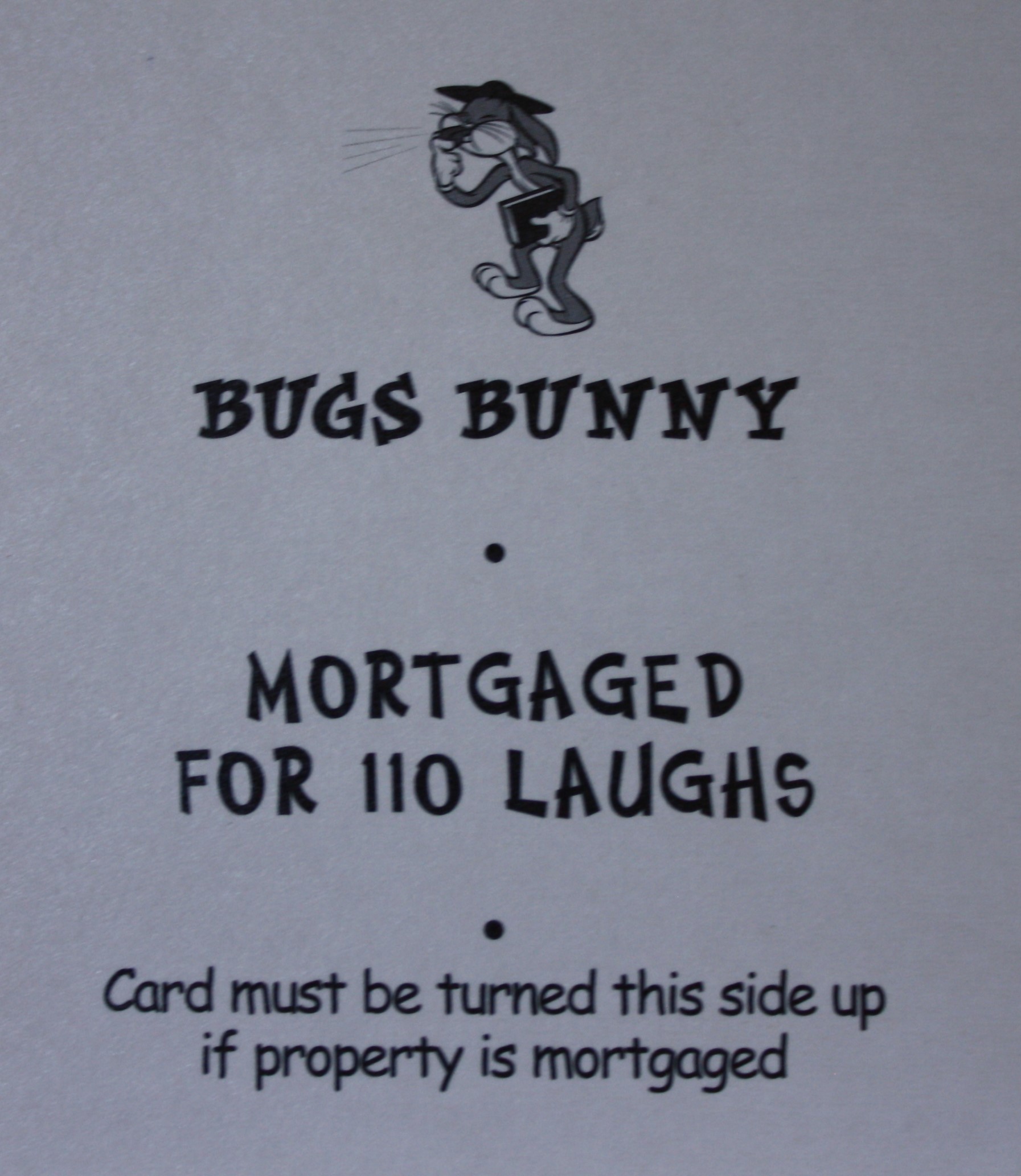 PARTS ONLY - Monopoly Looney Tunes - "Devil May Hare - Bugs Bunny" Title Card Only