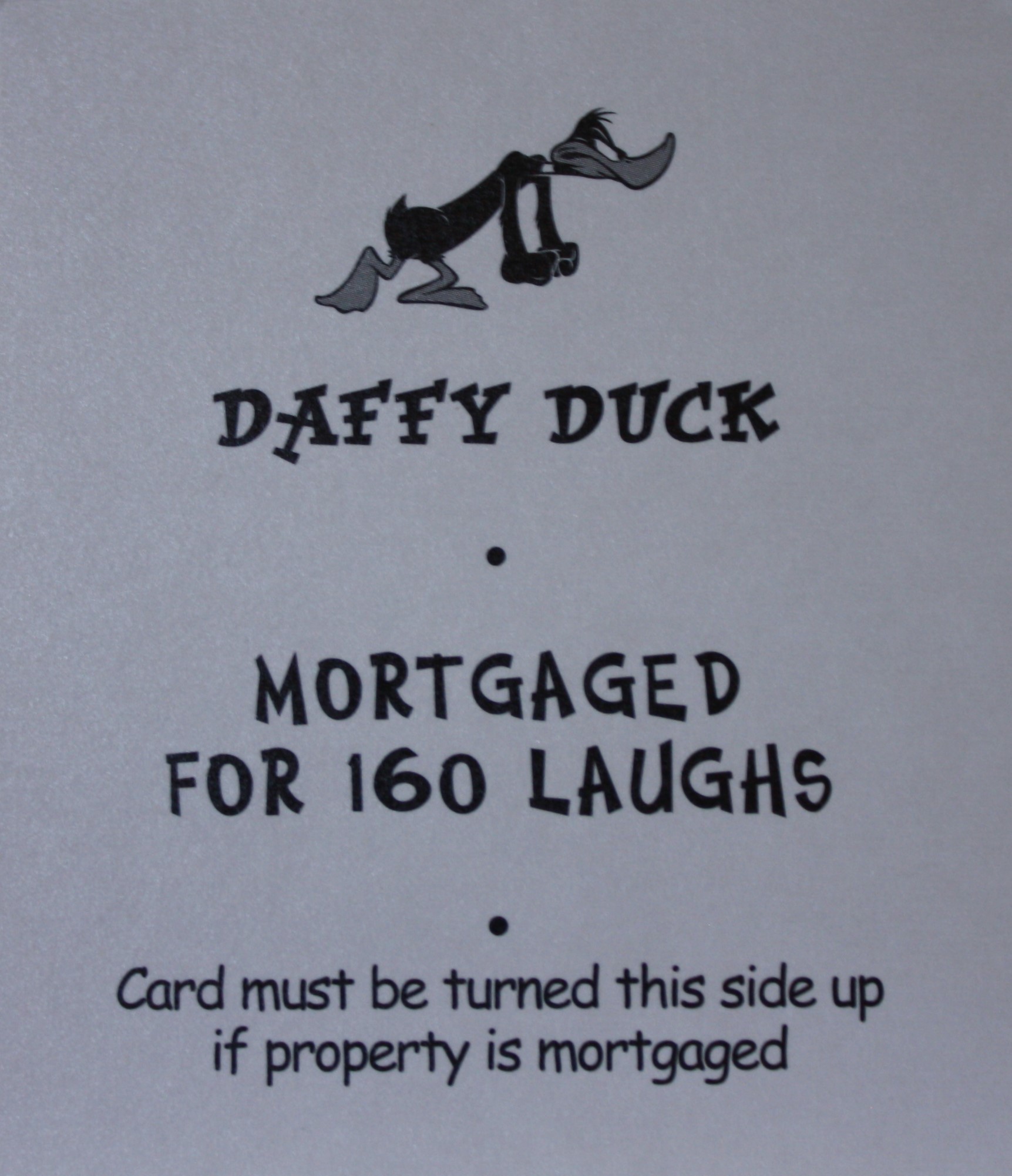 PARTS ONLY - Monopoly Looney Tunes - "Rabbit Seasoning - Daffy Duck" Title Card Only
