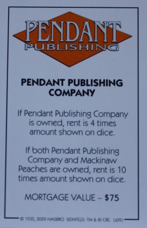 PARTS ONLY - Monopoly Seinfeld Board Game - Pendant Publishing Title Deed Card Only