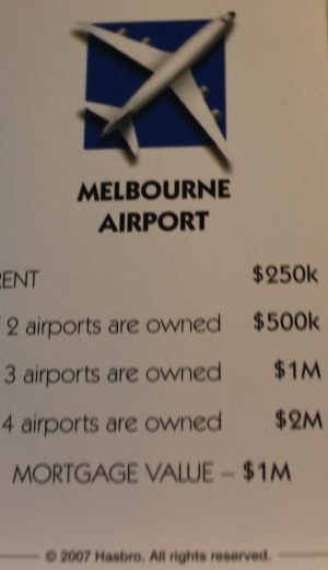 PARTS ONLY - Monopoly The Australian Here and Now Edition Board Game - (1) "Melbourne Airport" Title Deed Card Only