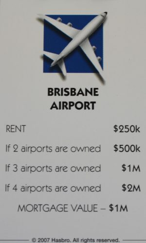 PARTS ONLY - Monopoly The Australian Here and Now Edition Board Game - (1) "Brisbane Airport" Title Deed Card Only