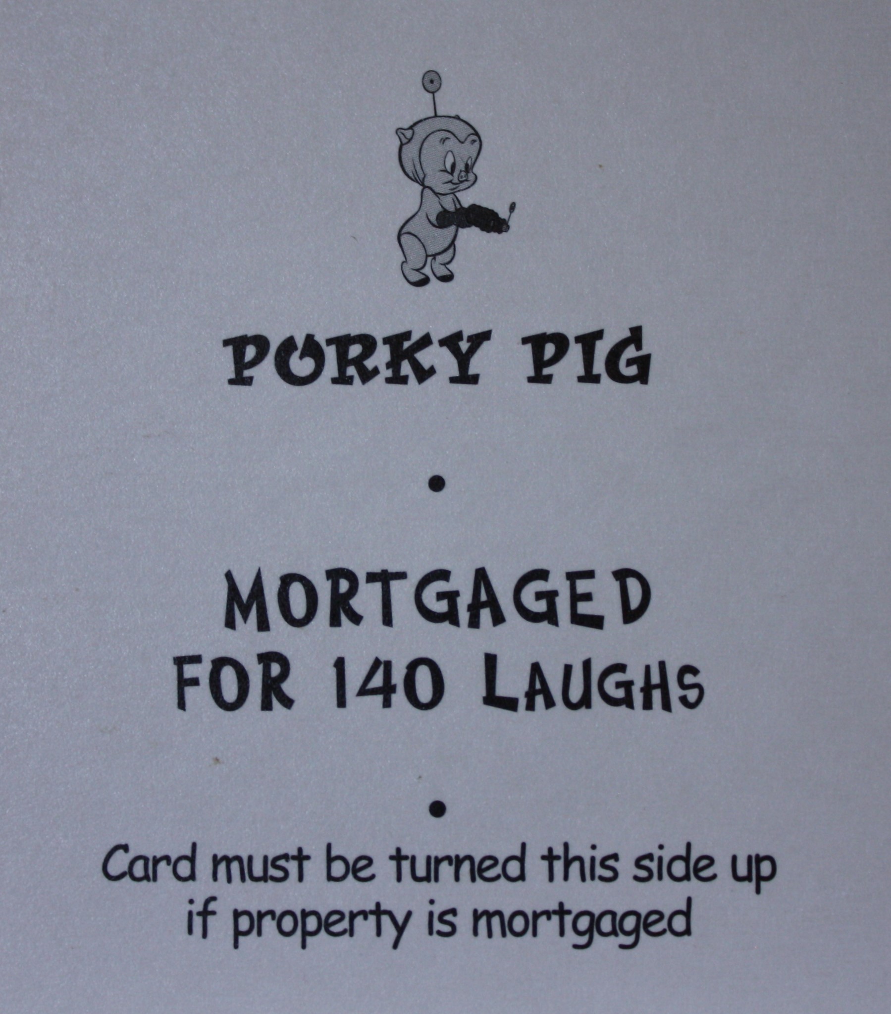 PARTS ONLY - Monopoly Looney Tunes - "Duck Dodgers - Porky Pig" Title Card Only