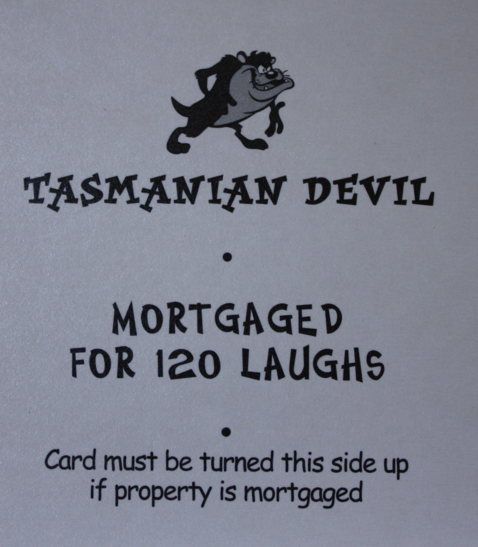 PARTS ONLY - Monopoly Looney Tunes - "Devil May Hare - Tasmanian Devil" Title Card Only