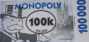 PARTS ONLY -Monopoly Here and Now UK Limited Edition Board Game - 10 x £100K Specialty Money