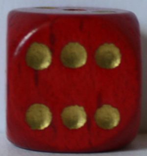 PARTS ONLY - Flutter Stock Exchange Board Game - (1) Red Wooden Numbered Die Only