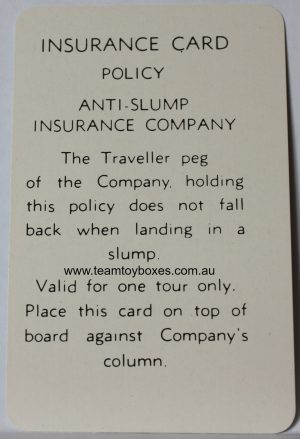 PARTS ONLY - Flutter Stock Exchange Board Game - (1) Insurance Card Policy Only