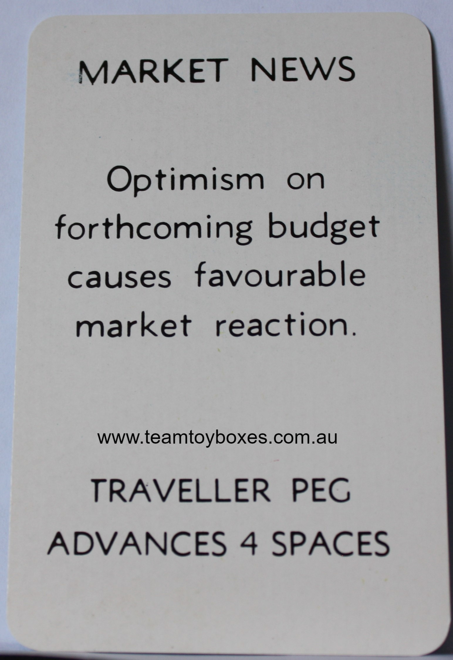 PARTS ONLY - Flutter Stock Exchange Board Game - (1) #3 Market News Card Only