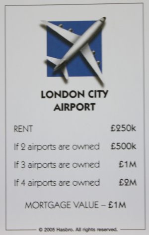 PARTS ONLY -Monopoly Here and Now UK Limited Edition Board Game - London City Airport Title Deed Card