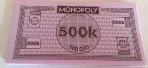 PARTS ONLY - Monopoly City Board Game - 10 x $500K Money