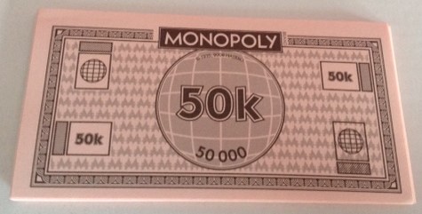 PARTS ONLY - Monopoly Board Game "City Edition"- Pack of 10 of 50K Money