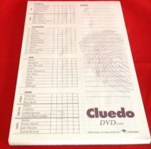 PARTS ONLY - Cluedo DVD Board Game - (1) Double-Sided Single Clue Pad Sheet Only
