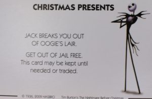 PARTS ONLY - Monopoly Tim Burton's The Nightmare Before Christmas Board Game - #1 Christmas Presents Card