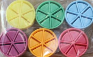 PARTS ONLY - Trivial Pursuit For Kids Board Game - (1) Pack of 6 Scoring Tokens and 36 Coloured Wedges