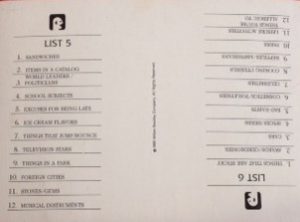 PARTS ONLY -Scattergories Board Game - Category Cards 5 - 8