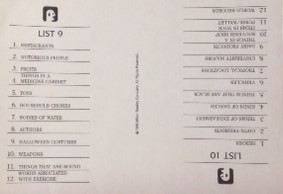 PARTS ONLY -Scattergories Board Game - Category Cards 9-12