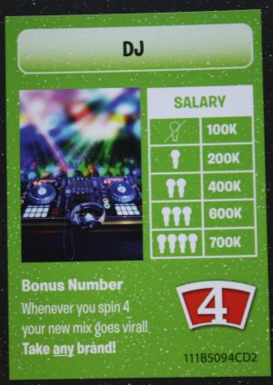 PARTS ONLY -The Game of Life "Empire" Board Game - Hot List "DJ" Card