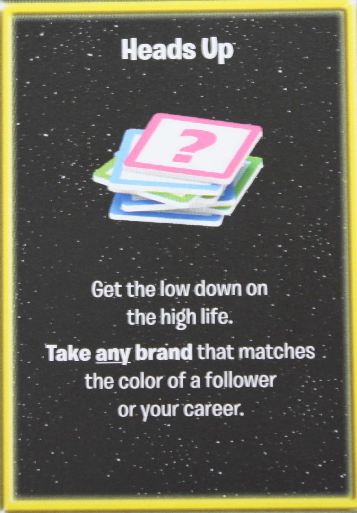 PARTS ONLY - The Game of Life "Empire" Board Game - Action "Heads Up" Card Only