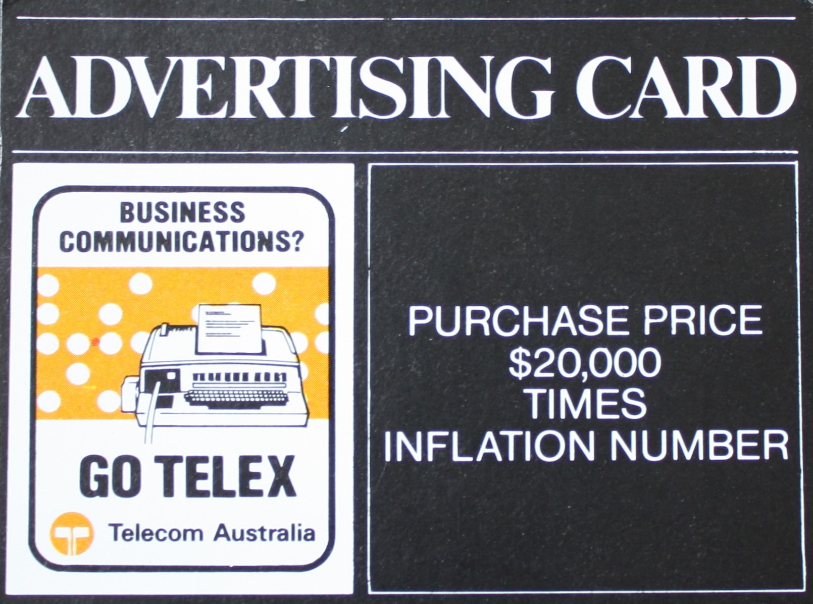 PARTS ONLY - Poleconomy Board Game - #3 Advertising Card Only