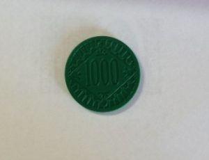 PARTS ONLY - Last Chance Board Game - (1) $1,000 Green Chip Only