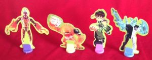 PARTS ONLY -Monopoly Junior Ben 10 Board Game - Set of 4 Cardboard Pawns & Stands