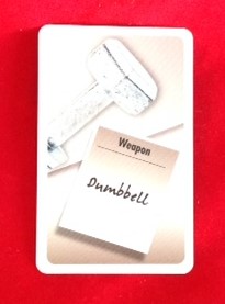 PARTS ONLY - Cluedo "Discover The Secrets" Board Game - (1) Dumbbell Weapon Card Only