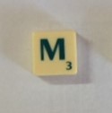 PARTS ONLY - Scrabble Original Board Game (Mattel 2000) - Letter M Tile Only