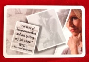 PARTS ONLY - Cluedo "Discover The Secrets" Board Game - (1) Mrs White Personality Card Only