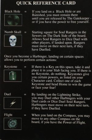 PARTS ONLY - Atmosfear "The Harbingers" Board Game - Quick Reference Card Only