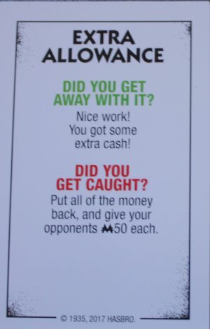 PARTS ONLY - Monopoly Board Game "Cheaters" Edition - Extra Allowance Card Only