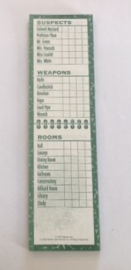 PARTS ONLY - Cluedo Board Game 1999 Version - (1) Detective Note Pad Single Sheet Only