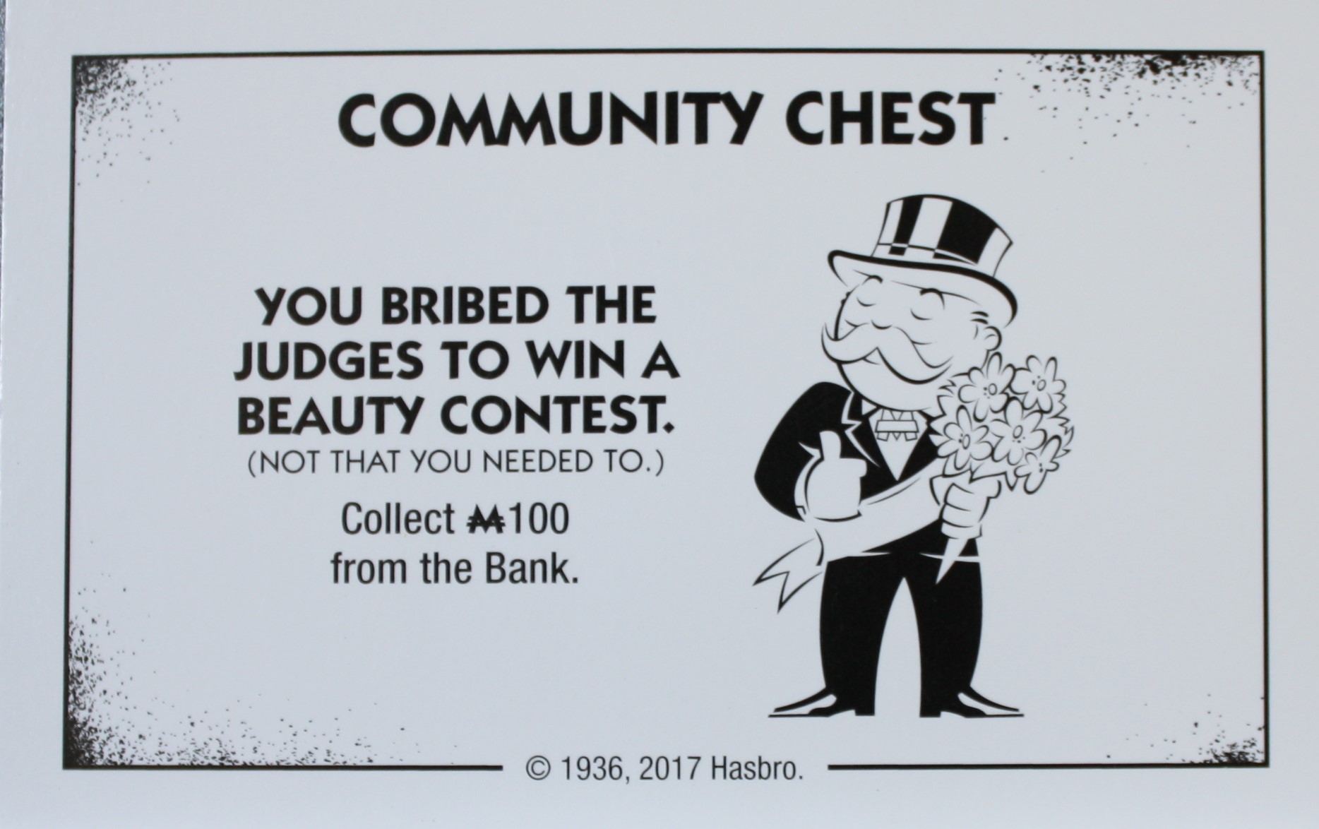 PARTS ONLY - Monopoly Board Game "Cheaters" Edition - (1) Community Chest Card #2 Only