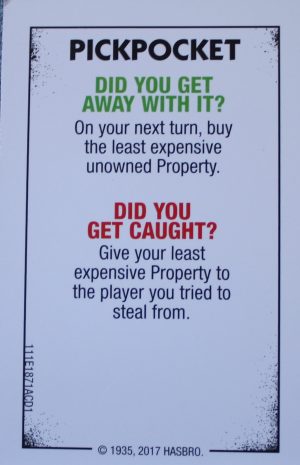 PARTS ONLY - Monopoly Board Game "Cheaters" Edition - Pickpocket Card Only