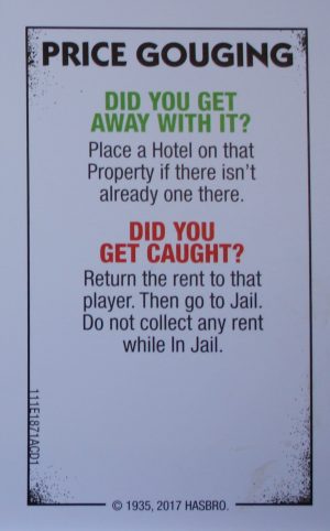 PARTS ONLY - Monopoly Board Game "Cheaters" Edition - Price Gouging Card Only