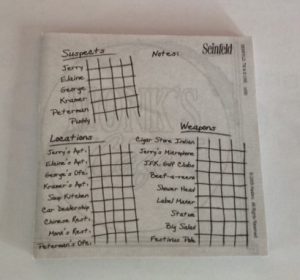 PARTS ONLY - Clue Seinfeld Board Game - (1) Custom Clue Sheet Only