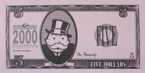 PARTS ONLY - Monopoly 2000 Millennium Board Game - (1) Pack (10) $5 Money Only
