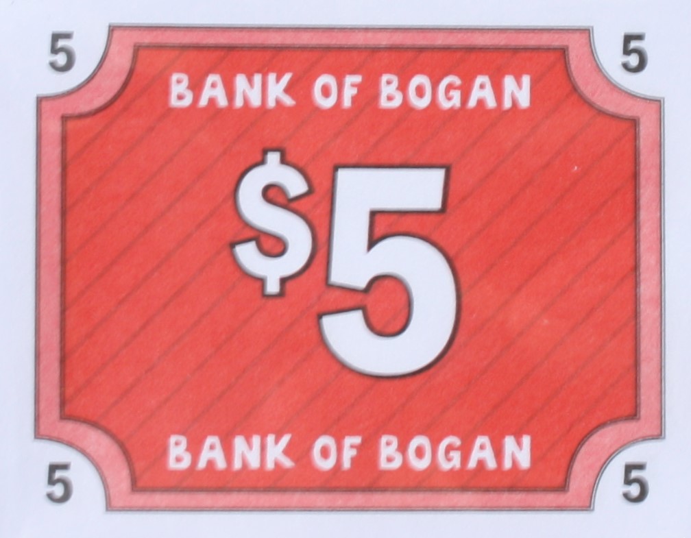 PARTS ONLY -Boganology Board Game Parts - (74) $5 Bogan Money Only