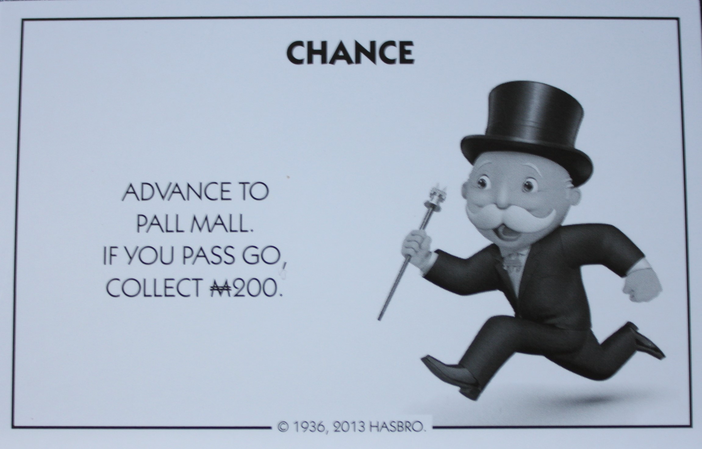PARTS ONLY - Monopoly Board Game Hasbro 2013 Version - #9 Chance Card Only