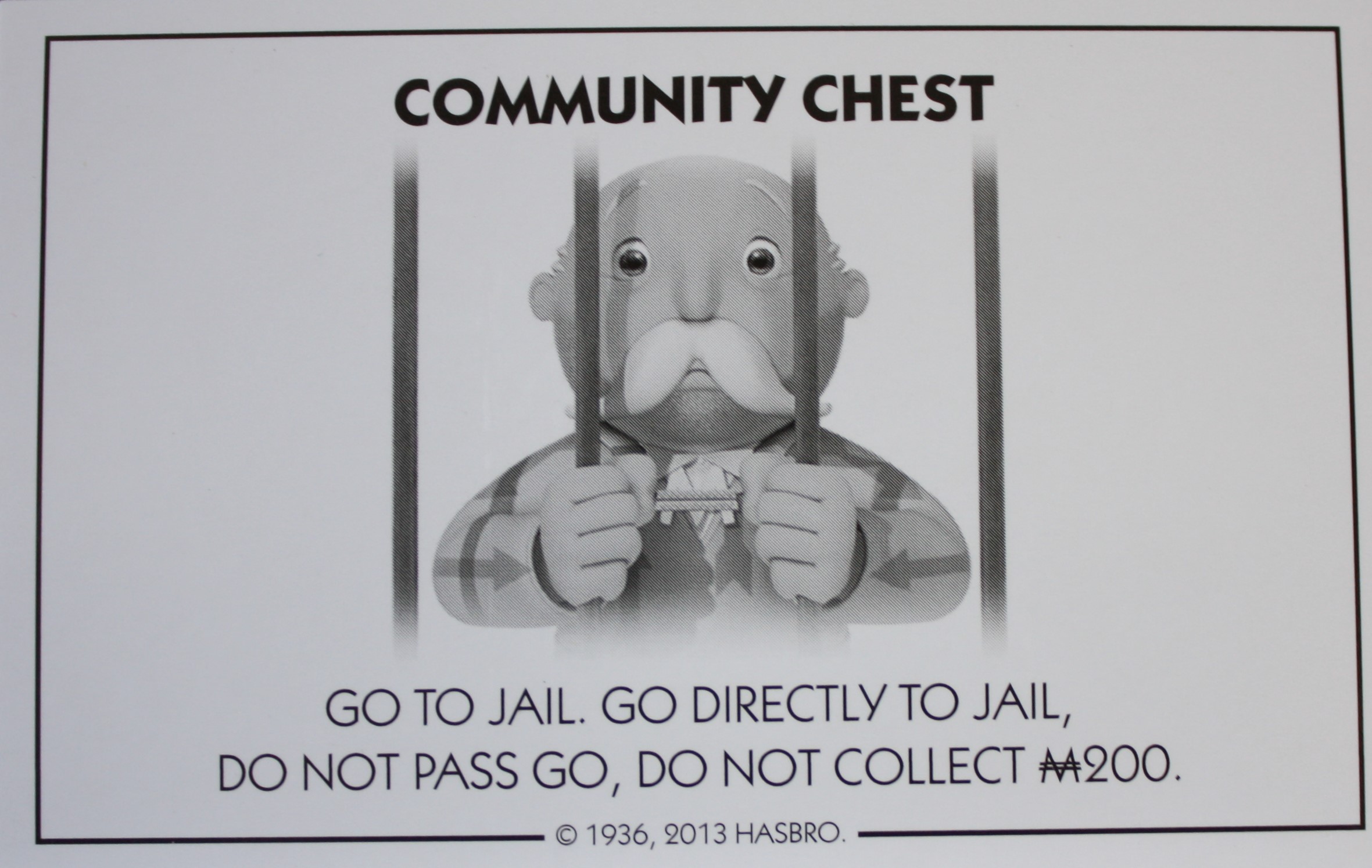PARTS ONLY - Monopoly Board Game Hasbro 2013 Version - #8 Community Chest Card Only