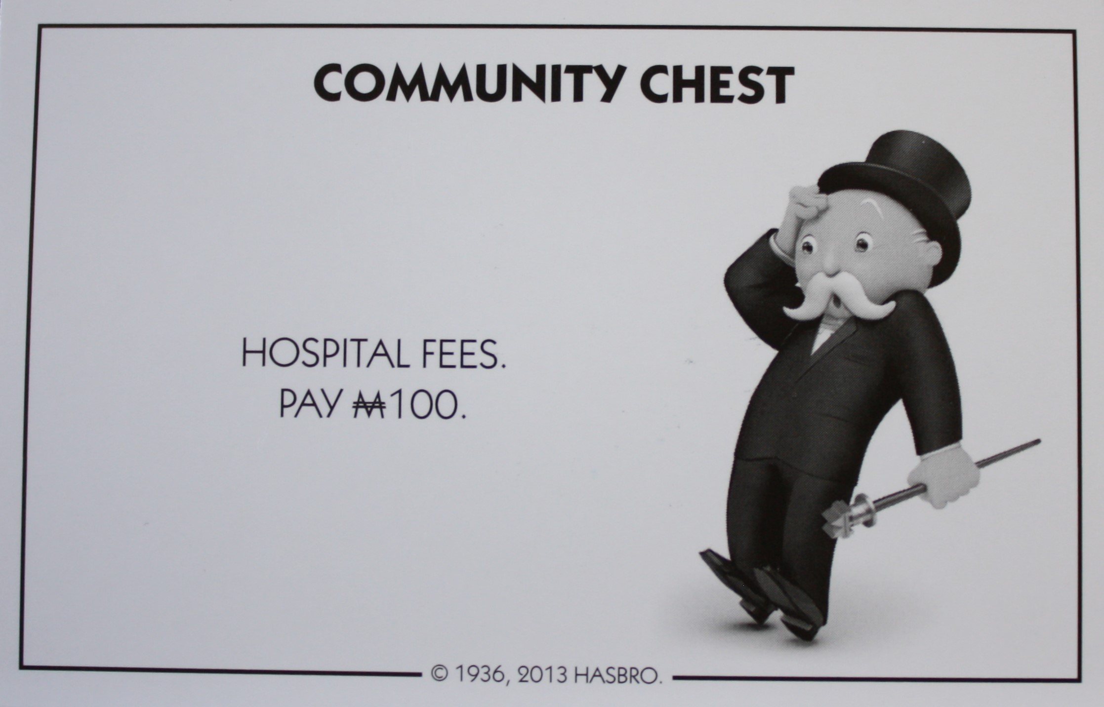 PARTS ONLY - Monopoly Board Game Hasbro 2013 Version - #11 Community Chest Card Only