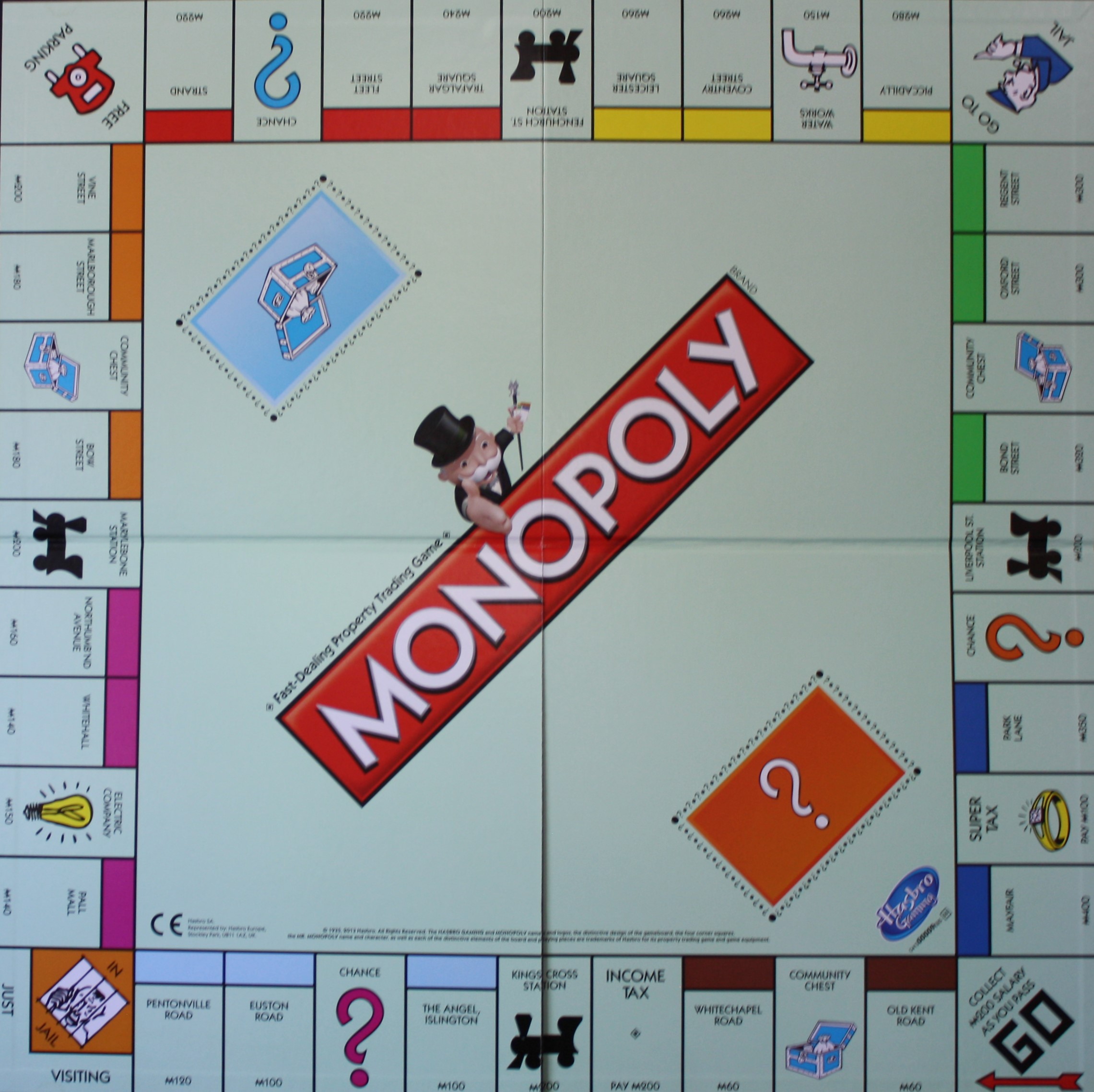 PARTS ONLY - Monopoly Board Game Hasbro 2013 Version - Game Board Only