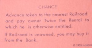 PARTS ONLY -Monopoly Board Game "1935 Deluxe First Edition Classic Reproduction" - #7 Chance Card Only